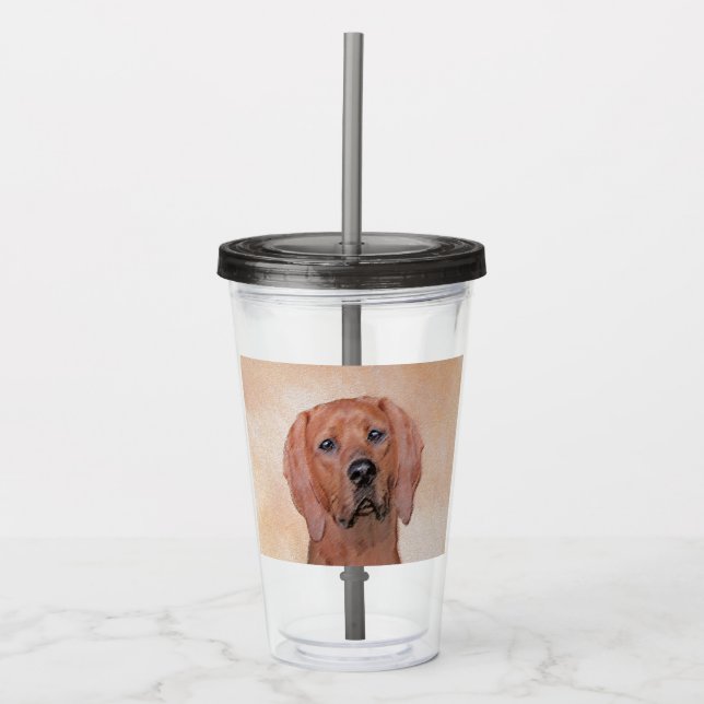 Redbone Coonhound Painting - Cute Original Dog Art Acrylic Tumbler (Front)