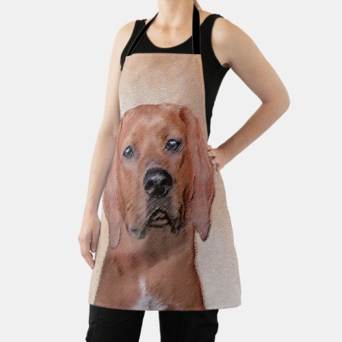 Redbone Coonhound Painting _ Cute Original Dog Art Apron