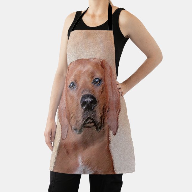 Redbone Coonhound Painting - Cute Original Dog Art Apron (Insitu)