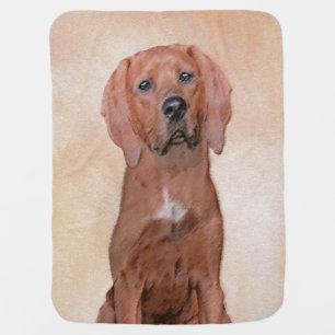 Redbone Coonhound Painting - Cute Original Dog Art Baby Blanket