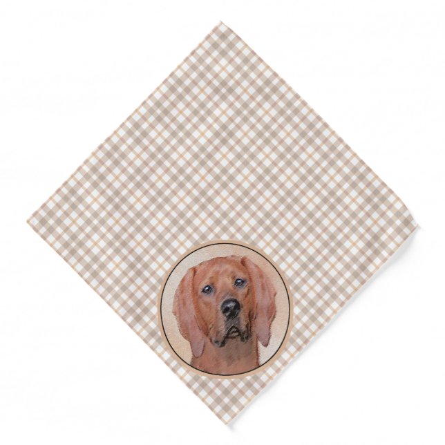 Redbone Coonhound Painting Cute Original Dog Art Bandana (Front)