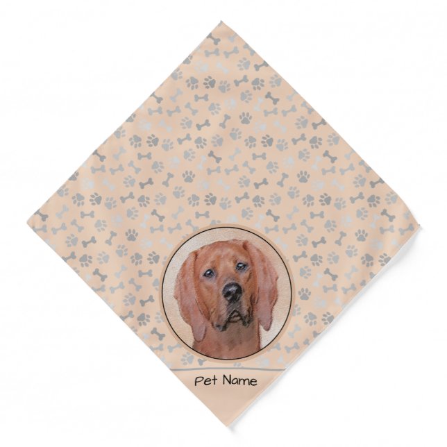 Redbone Coonhound Painting Cute Original Dog Art Bandana (Front)