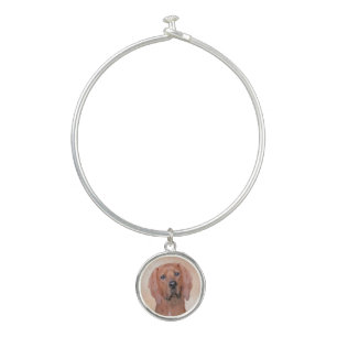 Redbone Coonhound Painting - Cute Original Dog Art Bangle Bracelet