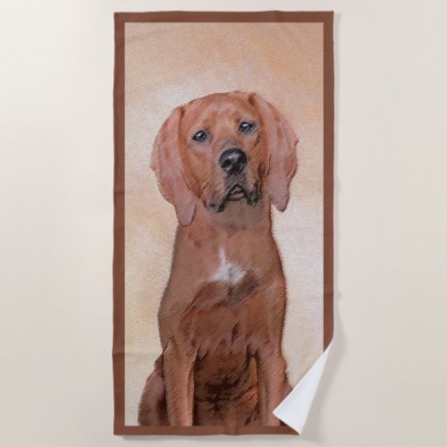 Redbone Coonhound Painting _ Cute Original Dog Art Beach Towel