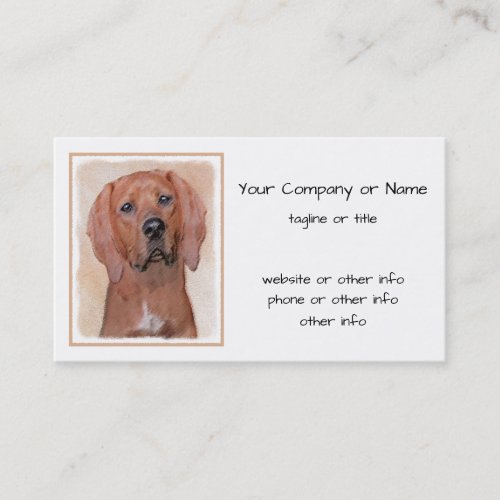 Redbone Coonhound Painting _ Cute Original Dog Art Business Card
