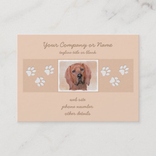 Redbone Coonhound Painting _ Cute Original Dog Art Business Card