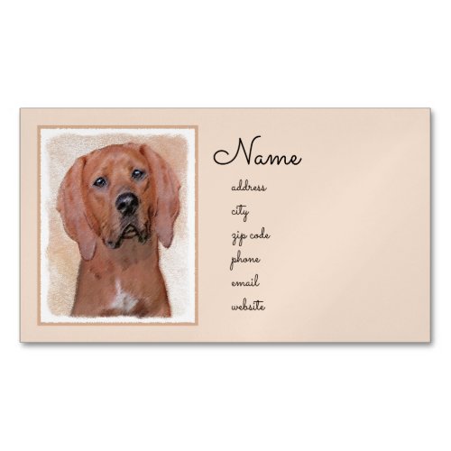 Redbone Coonhound Painting _ Cute Original Dog Art Business Card Magnet
