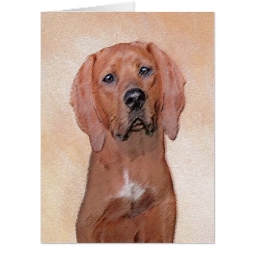 Redbone Coonhound Painting _ Cute Original Dog Art Card