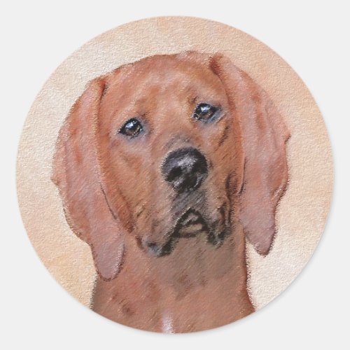 Redbone Coonhound Painting _ Cute Original Dog Art Classic Round Sticker