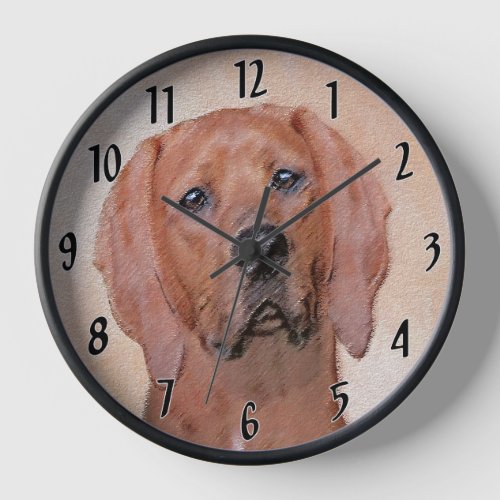 Redbone Coonhound Painting _ Cute Original Dog Art Clock