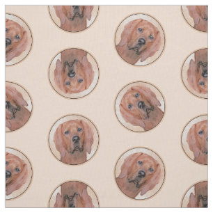 Redbone Coonhound Painting Cute Original Dog Art Fabric