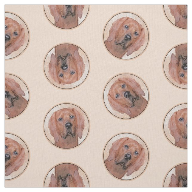 Redbone Coonhound Painting Cute Original Dog Art Fabric (Swatch)