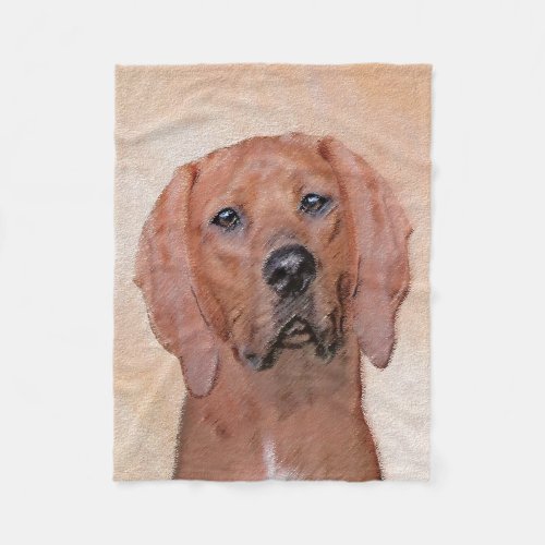 Redbone Coonhound Painting _ Cute Original Dog Art Fleece Blanket