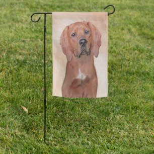 Redbone Coonhound Painting - Cute Original Dog Art Garden Flag