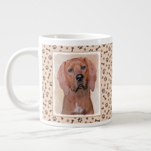 Redbone Coonhound Painting _ Cute Original Dog Art Giant Coffee Mug