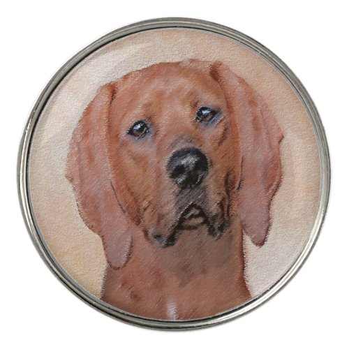 Redbone Coonhound Painting _ Cute Original Dog Art Golf Ball Marker