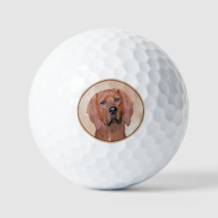 Redbone Coonhound Painting - Cute Original Dog Art Golf Balls