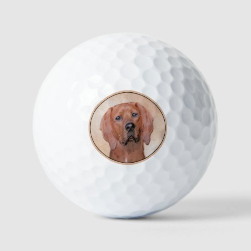 Redbone Coonhound Painting _ Cute Original Dog Art Golf Balls
