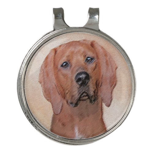 Redbone Coonhound Painting _ Cute Original Dog Art Golf Hat Clip