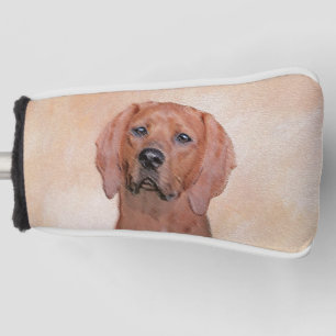 Redbone Coonhound Painting - Cute Original Dog Art Golf Head Cover