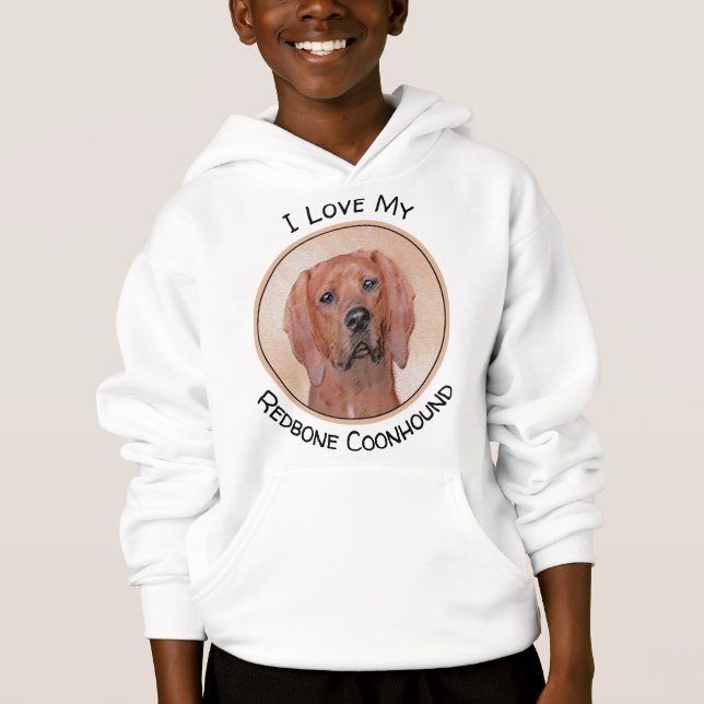 Redbone Coonhound Painting - Cute Original Dog Art Hoodie (Front)