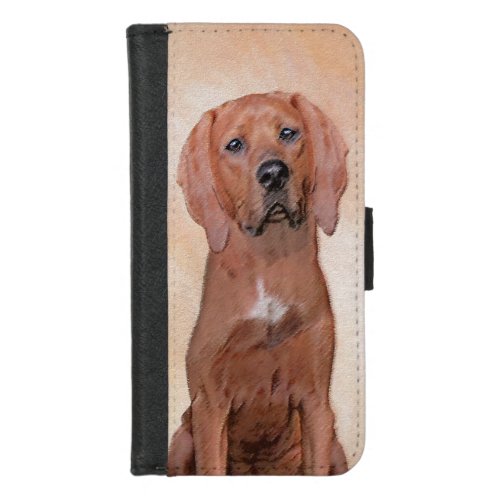 Redbone Coonhound Painting _ Cute Original Dog Art iPhone 87 Wallet Case