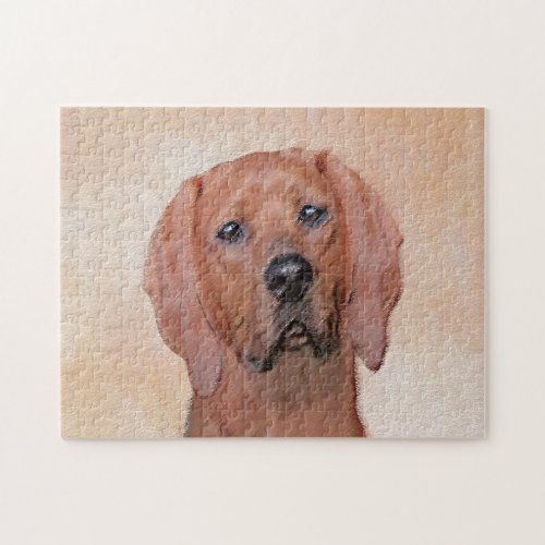 Redbone Coonhound Painting _ Cute Original Dog Art Jigsaw Puzzle