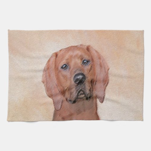 Redbone Coonhound Painting _ Cute Original Dog Art Kitchen Towel