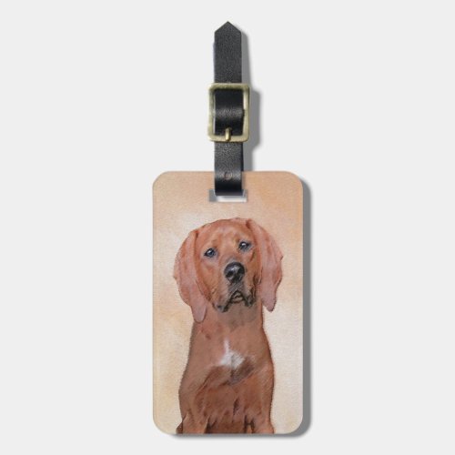 Redbone Coonhound Painting _ Cute Original Dog Art Luggage Tag