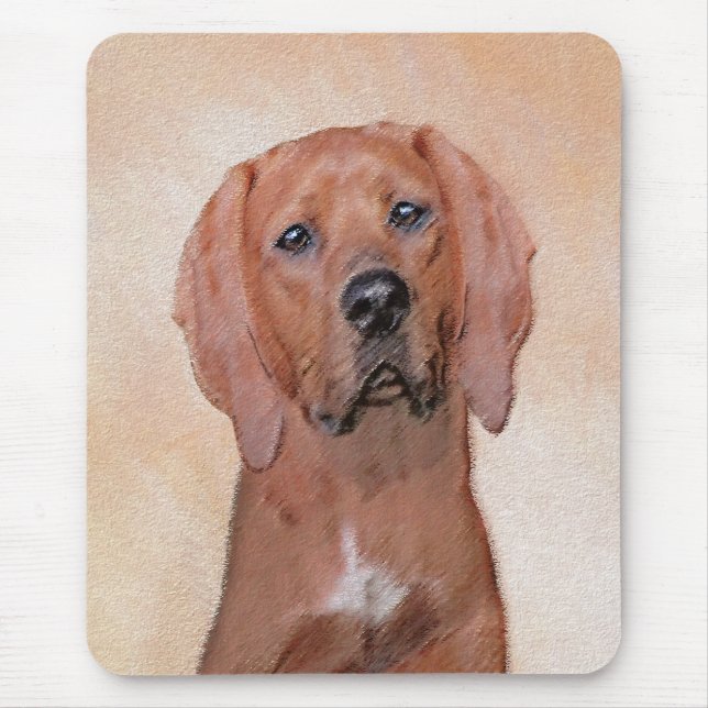 Redbone Coonhound Painting - Cute Original Dog Art Mouse Pad (Front)