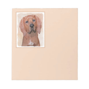 Redbone Coonhound Painting - Cute Original Dog Art Notepad