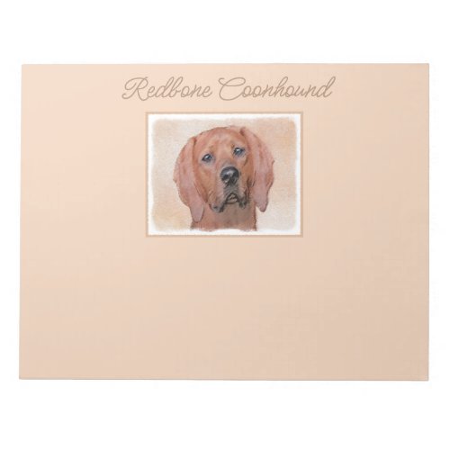 Redbone Coonhound Painting _ Cute Original Dog Art Notepad