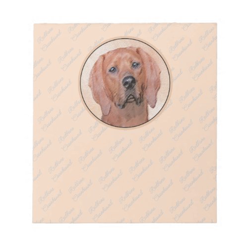 Redbone Coonhound Painting _ Cute Original Dog Art Notepad