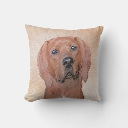 Redbone Coonhound Painting _ Cute Original Dog Art Outdoor Pillow