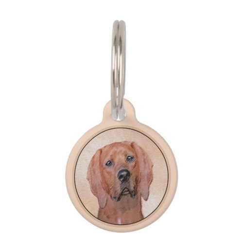 Redbone Coonhound Painting _ Cute Original Dog Art Pet ID Tag