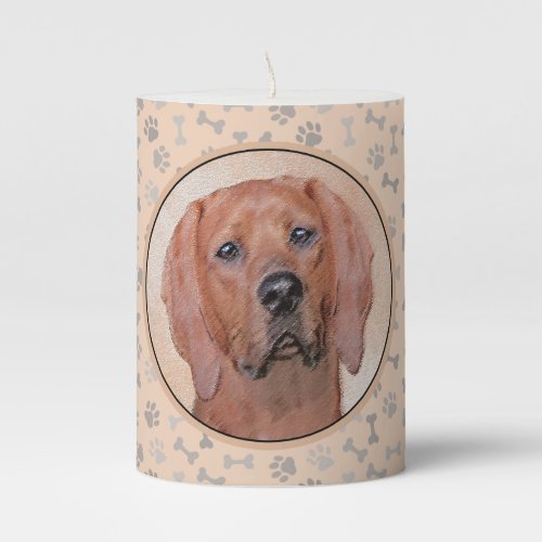 Redbone Coonhound Painting _ Cute Original Dog Art Pillar Candle