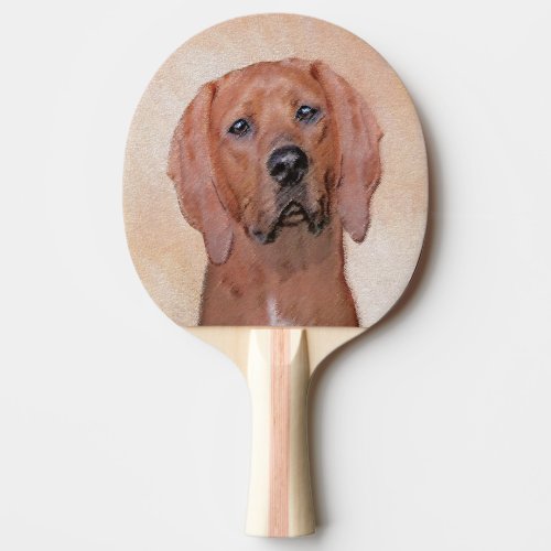 Redbone Coonhound Painting _ Cute Original Dog Art Ping Pong Paddle