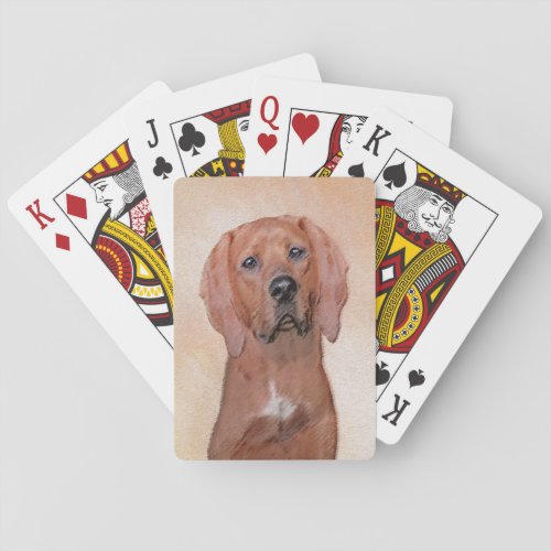 Redbone Coonhound Painting _ Cute Original Dog Art Poker Cards