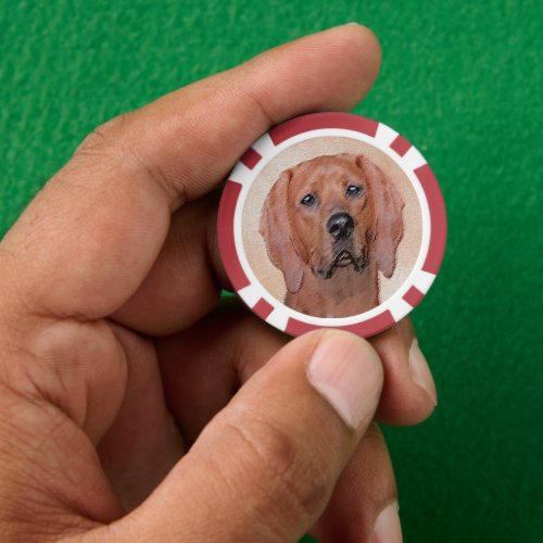 Redbone Coonhound Painting _ Cute Original Dog Art Poker Chips