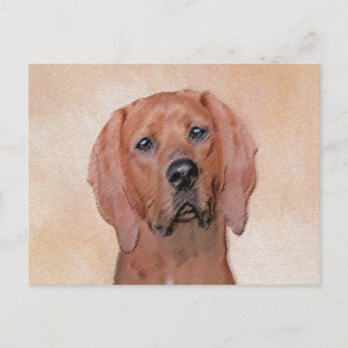 Redbone Coonhound Painting _ Cute Original Dog Art Postcard