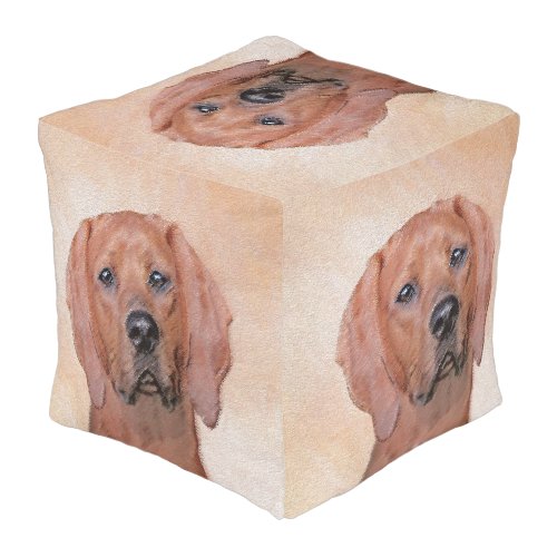 Redbone Coonhound Painting _ Cute Original Dog Art Pouf