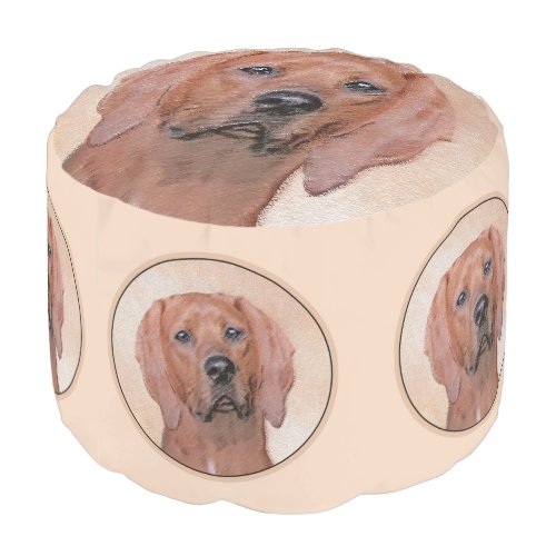 Redbone Coonhound Painting _ Cute Original Dog Art Pouf
