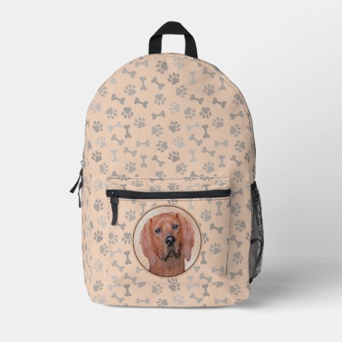 Redbone Coonhound Painting _ Cute Original Dog Art Printed Backpack