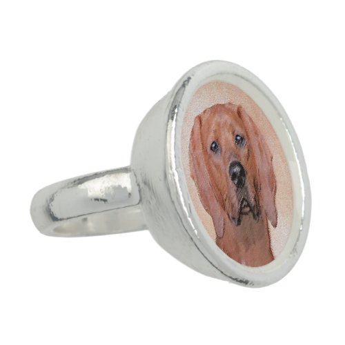 Redbone Coonhound Painting _ Cute Original Dog Art Ring