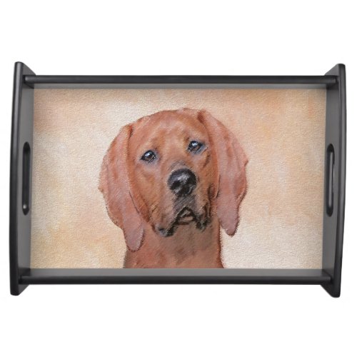 Redbone Coonhound Painting _ Cute Original Dog Art Serving Tray