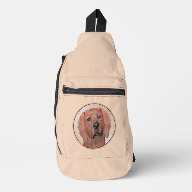 Redbone Coonhound Painting Cute Original Dog Art Sling Bag (Front)