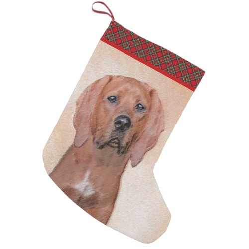 Redbone Coonhound Painting _ Cute Original Dog Art Small Christmas Stocking