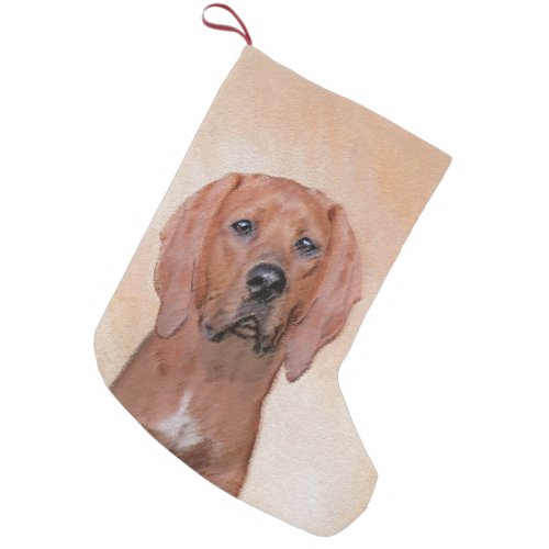 Redbone Coonhound Painting _ Cute Original Dog Art Small Christmas Stocking