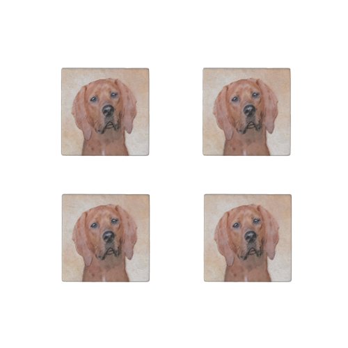 Redbone Coonhound Painting _ Cute Original Dog Art Stone Magnet