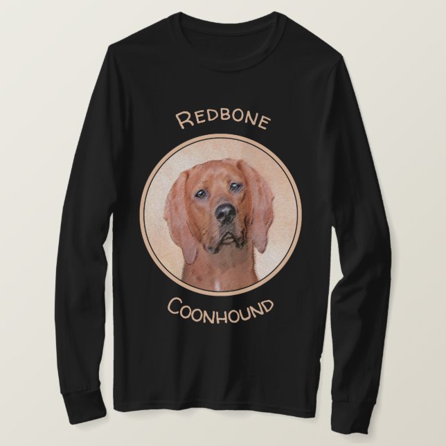 Redbone Coonhound Painting - Cute Original Dog Art T-Shirt (Design Front)